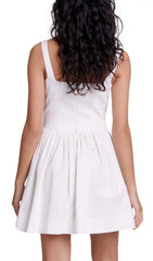 Robole Chic Square Neck Pleated Flare Mini Dress