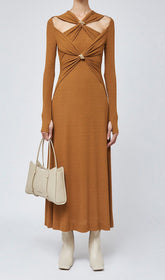 Braydon Chic Cutout Knit Long Sleeve Midi Dress