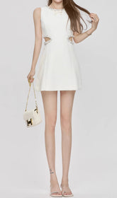 Darice White Pearl Cutout Mini Dress
