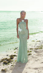Carina Halter Butterfly Mermaid Maxi Dress