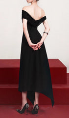 Iris Black Off-Shoulder Asymmetrical Maxi Dress