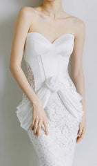 Cait Romantic White Lace & Satin Corset Mermaid Wedding Dress