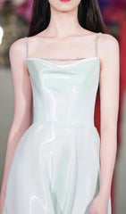 Coleka Luxe Aqua Strappy Satin Maxi Dress