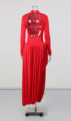Javon Radiant Red Long Sleeve Maxi Dress
