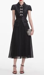 Glamorous Black Sequin & Bow Peplum Midi Dress
