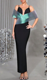 Confidence-Boosting Iridescent Cross-Shoulder Bandage Maxi Gown