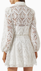 Gazit Light Blue Eyelet Embroidered Mini Dress