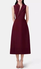 Galatea Tailored Asymmetrical Sleeveless Midi Dress