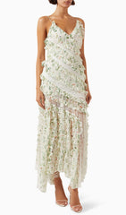 Romantic Floral Ruffle Maxi Dress