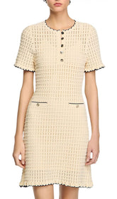 Vanilla Openwork Knit Mini Dress