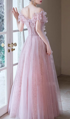 Hanne Enchanting Blush Pink Floral Off-Shoulder Maxi Gown
