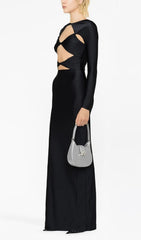 Glamorous Black Cut-Out Long Sleeve Maxi Dress