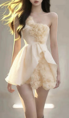 Etty Chic One-Shoulder Floral Ruffle Mini Dress