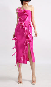Eider Fuchsia Floral Strapless Midi Dress