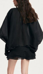 Dovie Black Pussy-Bow Mini Dress