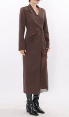 Iduia Brown Tassel Blazer Dress