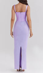 Caelyn Orchid Satin Corset Maxi Dress