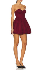 Collice Red Strapless Sweetheart Bubble Mini Dress