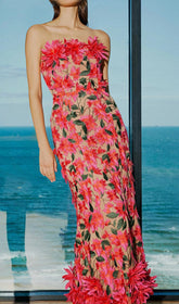 Derya Strapless Floral Maxi Dress