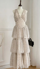 Janika Red Polka Dot Halter Tiered Maxi Dress