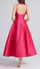 Carminda Luxe Rose Red Sweetheart Midi Dress