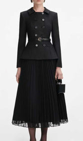 Julitta Black Peplum Power Midi Dress