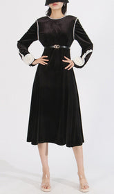 Cleave Luxurious Black Velvet Midi Dress