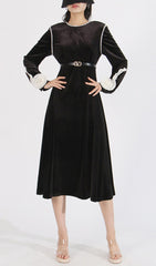 Cleave Luxurious Black Velvet Midi Dress