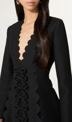 Breonna Chic Black Scalloped Mini Dress