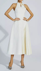 Clemency Halter Pleated Midi Dress