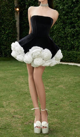 Candie Black Velvet Strapless Mini Dress