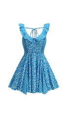 Jalena Blue Floral Mini Dress