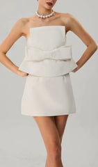 Krystallon Chic Strapless Bow Mini Dress