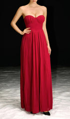 Necalli Strapless Pleated Maxi Dress