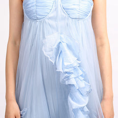 Ebru Ethereal Ruffle Mesh Maxi Dress