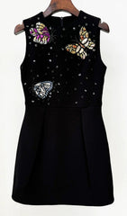 Black Butterfly Sequin Mini Dress