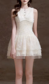 Elfreda Chic White Lace Mini Dress