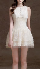 Elfreda Chic White Lace Mini Dress
