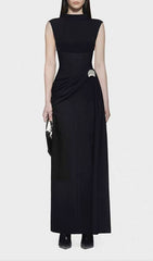 Iman Sleeveless Mock Neck Maxi Dress