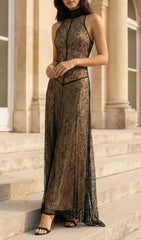 Jagna Black Lace Mock Neck Maxi Gown