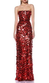 Jaya Red Strapless Sequin Maxi Dress