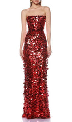 Jaya Red Strapless Sequin Maxi Dress