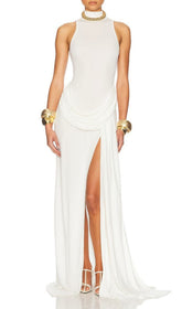 Gryta White Halter Maxi Gown