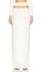 Chic White Sculptural Cut-Out Two-Piece Maxi Skirt Set
