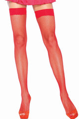 Red Fishnet Thigh High Stockings & Thick Banded Thigh