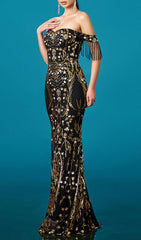 Hendrik Off-Shoulder Sequin Maxi Dress