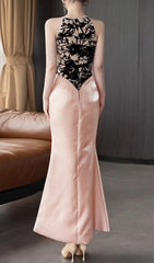 Earleen Statement Pink Halter Bow Mermaid Gown