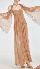 Fintan Ethereal Strapless Mesh & Lace Maxi Dress