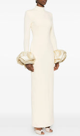 Journi Elegant Long Sleeve Diamante Cuff Maxi Dress