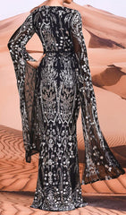 Luxurious Black & Silver Sequin Maxi Dress